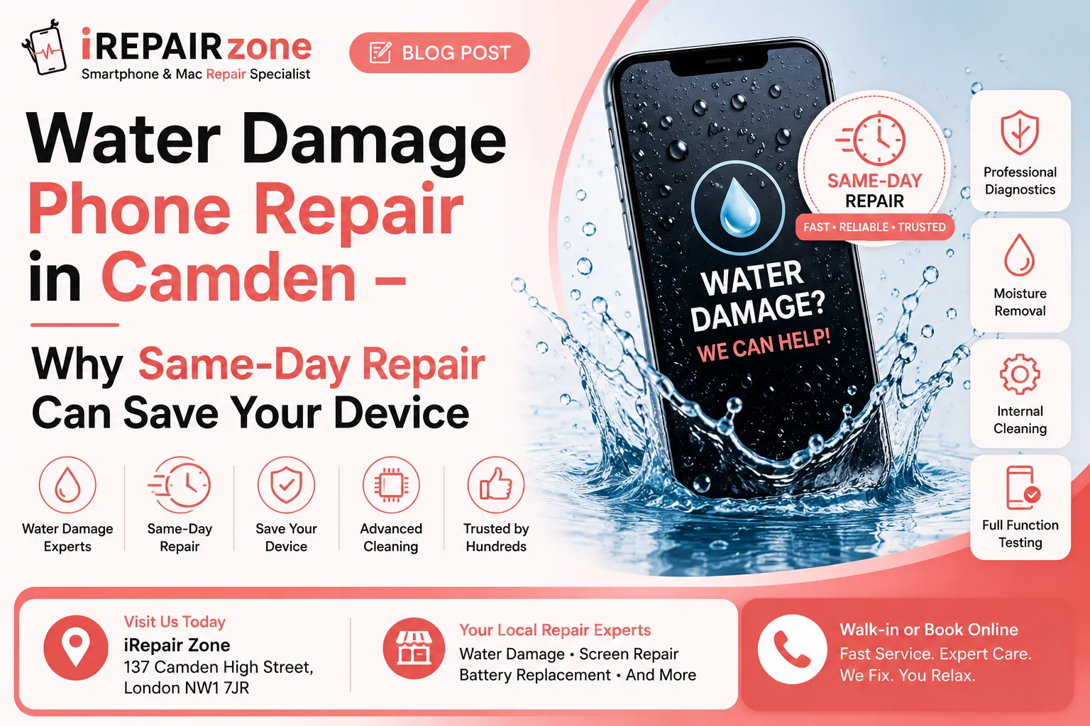 Water Damage Phone Repair in Camden – Why Same-Day Repair Can Save Your Device